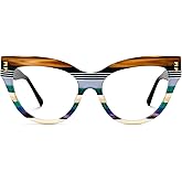 Zeelool Reading Glasses for Women Multicolor Blue Light Blocking Readers Fashion Stripe Cat Eye Computer Eyeglasses