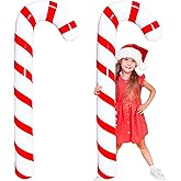 2 Pcs 5 Ft Inflatable Christmas Candy Canes,Large Blow up Candy Canes Balloons for Christmas Birthday Party Decorations,Xmas Indoor and Outdoor Winter Holiday Celebration