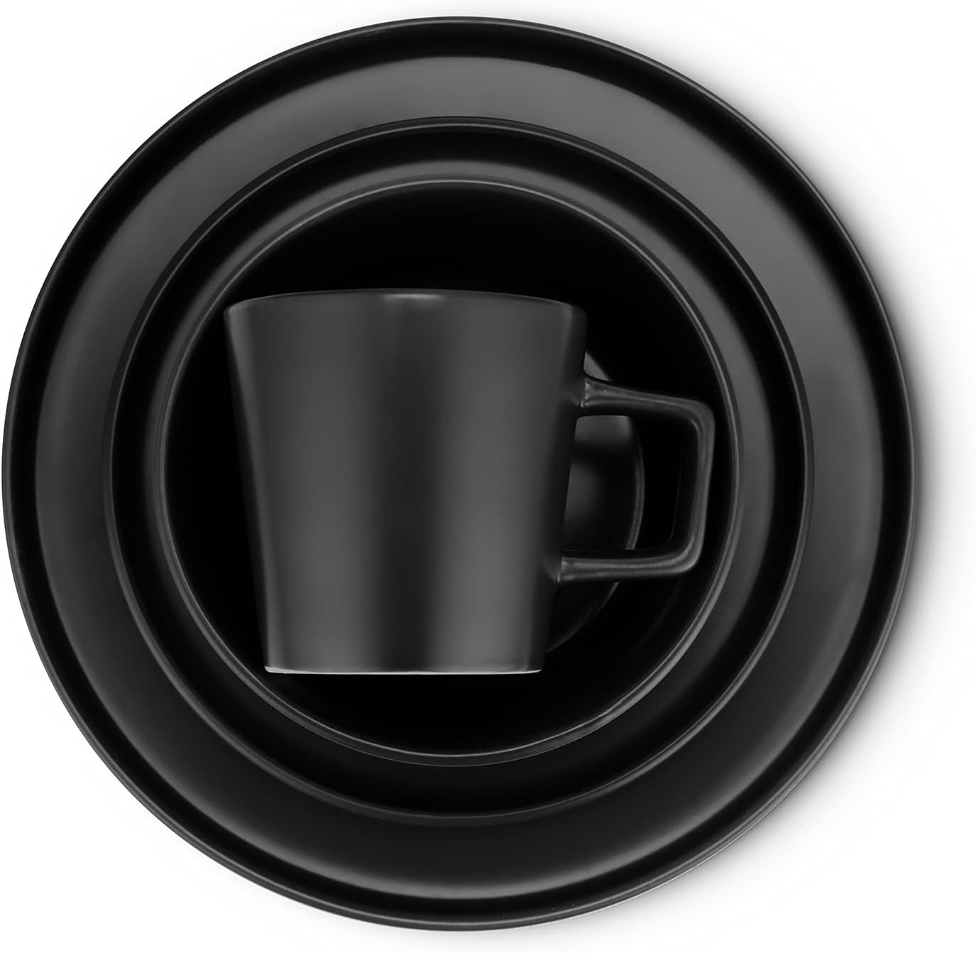  | Stone Lain Coupe Dinnerware Set, Service For 4, Black Matte: Dinnerware Sets