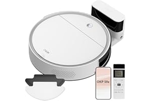 OKP Life Robot Vacuum and Mop Combo with 2500Pa Suction, Vacuum Robot Compatible with Alexa/APP/Wi-Fi, Self-Charging Super Mini Quiet Robotic Vacuum for Carpets and Hard Floors for Pet Owners