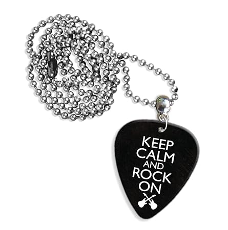 Keep Calm and Rock on Logo Gitarre Plektrum Kette (GD)