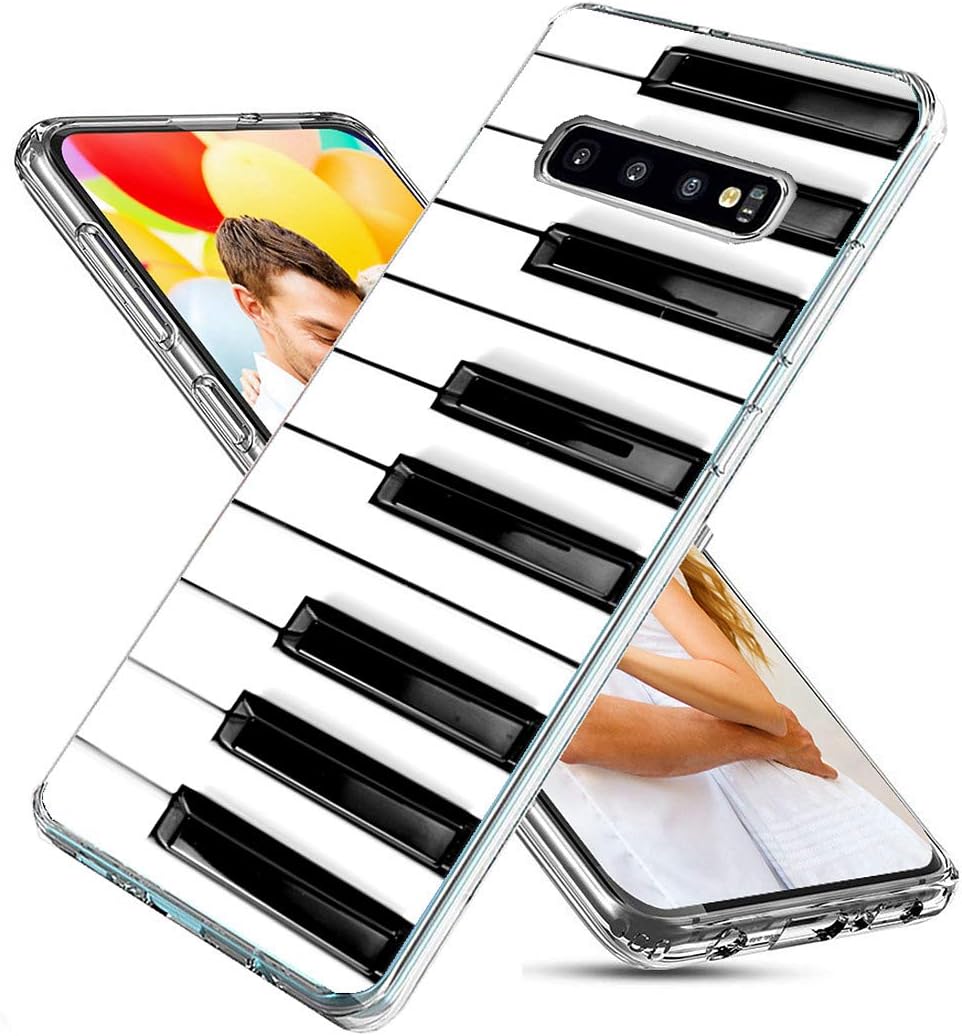 Samsung Galaxy S10 Plus Case,CHICHIC Slim Flexible Soft TPU Silicone Protective Phone Case Cover with Cute Art Design for Samsung Galaxy S10 Plus S10+,Music Design Funny Black White Piano Key