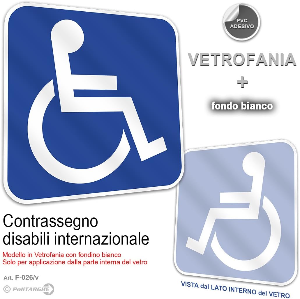 2 Adesivi DISABILI Per Vetro Auto - Vetrofania Per Parabrezza Interno | Resistente Ad Acqua E Sole