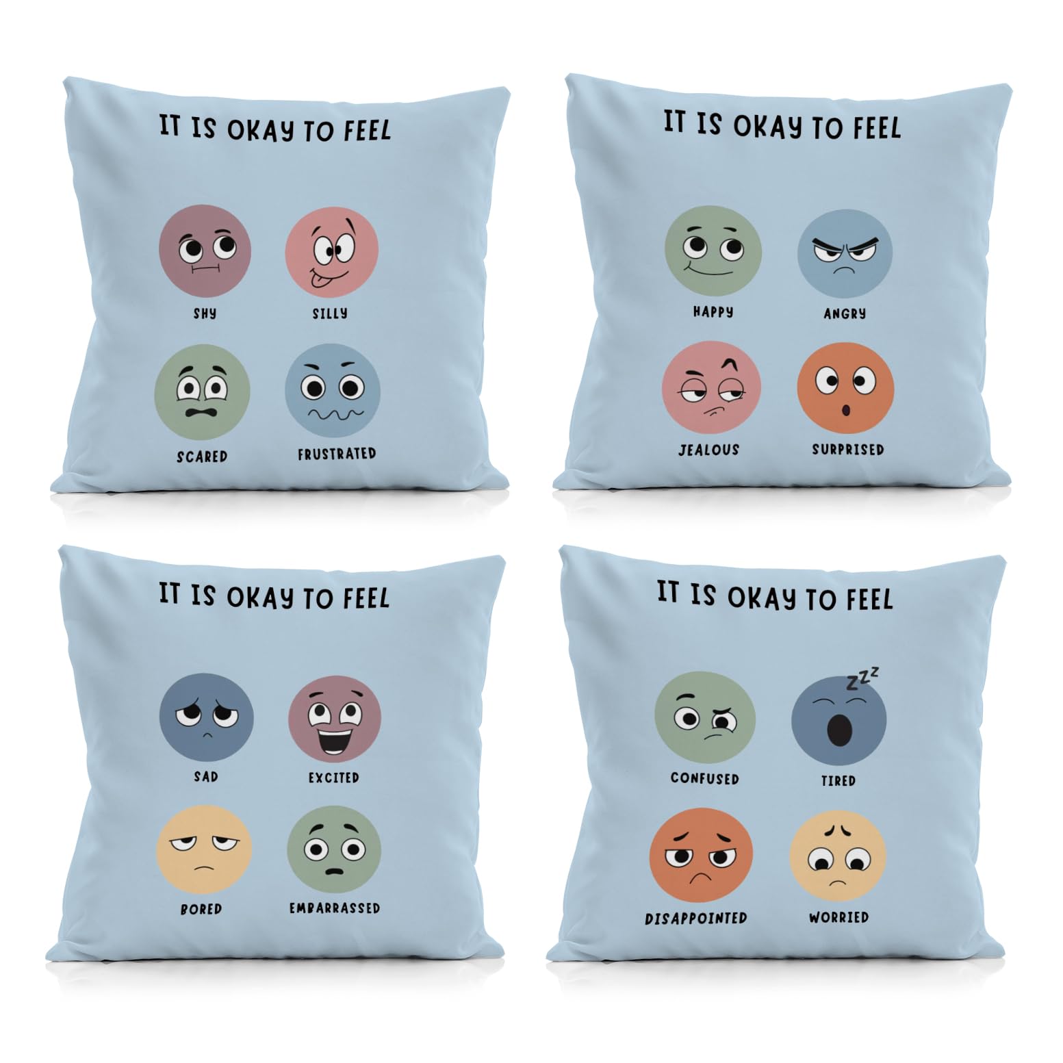 Photo 1 of Nogrit Counseling Office Must Haves Pink Pillow Cover, Calming Corner, Mental Health Pillowcase Decor for Home Kids,Mental Health Counselor Gifts, Calming Corner Pillow Covers 18X18 Set of 4(Blue)