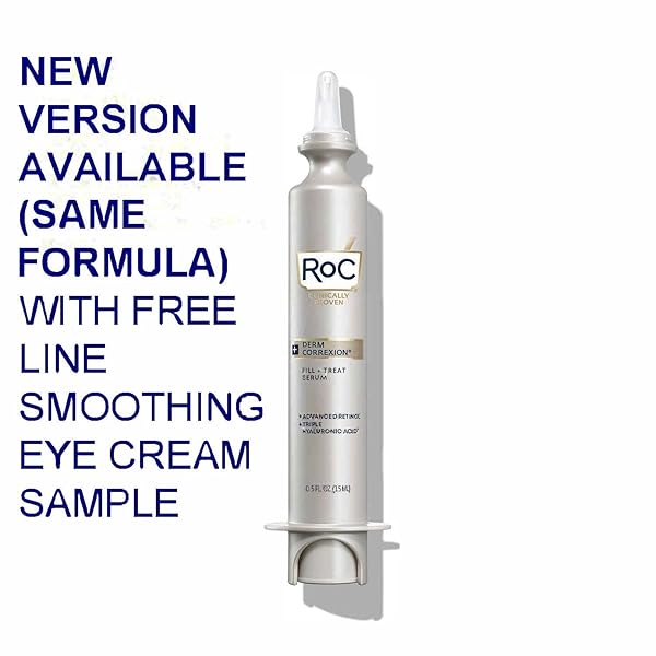 ROC DERM CORREXION FILL + TREAT ADVANCED RETINOL SERUM WITH HYALURONIC ACID FOR FOREHEAD WRINKLES, CROW’S FEET, ELEVEN WRINKLES, AND LAUGH LINES, STOCKING STUFFER, 15ML
