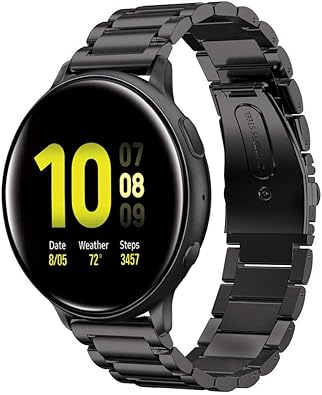 Amazon Com Shangpule Compatible For Galaxy Watch Active 2 40mm 44mm Bands Galaxy Watch 3 41mm Band 20mm Stainless Steel Strap Compatible For Samsung Galaxy Active 2 Black Clothing