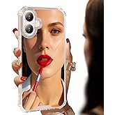 Erolagomat Mirror Case Compatible with iPhone 17 for Women Girls, [Four Corner Airbag Protection] [Elastic Shockproof Bumper] HD Mirror Back Beauty Makeup Phone Case Silver