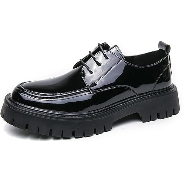 Amazon.com | Men's Polishing Leather Lace-Up Chunky Heels