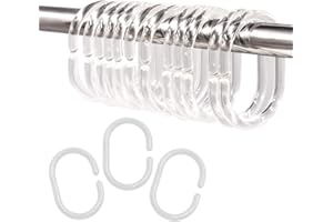 Shower Curtain Rings,Plastic Clear Shower Curtain Hooks,C-Shaped Rings Hook Hanger Bathroom Shower Window Rod(24 PCS)