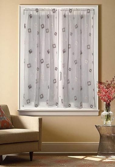 Mauro Tendine A Pannello Ricamate – Tende A Vetro Coprenti – Larghezza 45/65/90 Cm – Lunghezza Personalizzata – Crema 45x240 Cm