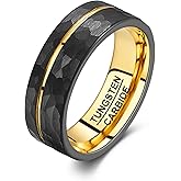 VAKKI Wedding Gift for Men, 8mm Hammered Finish Black Tungsten Carbide Ring, Scratch Resistant Comfort Fit Anniversary Band, Durable Men’s Wedding Ring Gift for Soulmate Husband Boyfriend