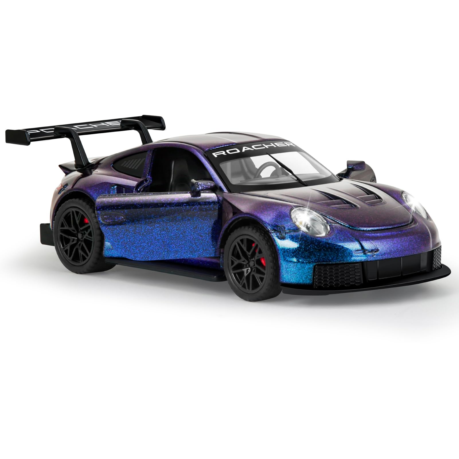 MODVKVK 911 GT3RS 1:32 Model, Toy Cars Made of Die-Cast Metal, Children's toy With Sound and Light with Pull Back Function for Children From 3 Years and Car Collectors (Purple) — image 1