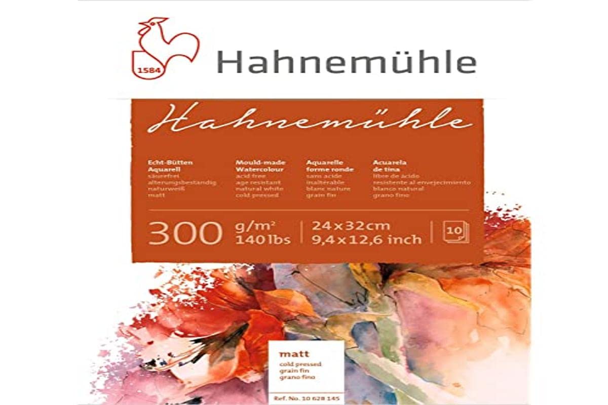 Hahnemuhle 300gsm Matt Watercolour Board Block, 10 Sheets, 24 x 32 cm