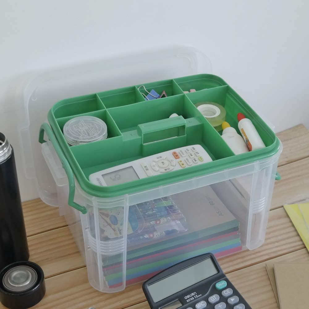 Nesmilers Family First-Aid Kit, Clear Medicine Containers Storage Box with Tray -