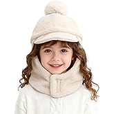 Kids Winter Trapper Hat with Neck Warmer, Windproof Ski Hat with Pom Pom Hooded Ear Flaps for Toddler Boys Girls 2-6 Years