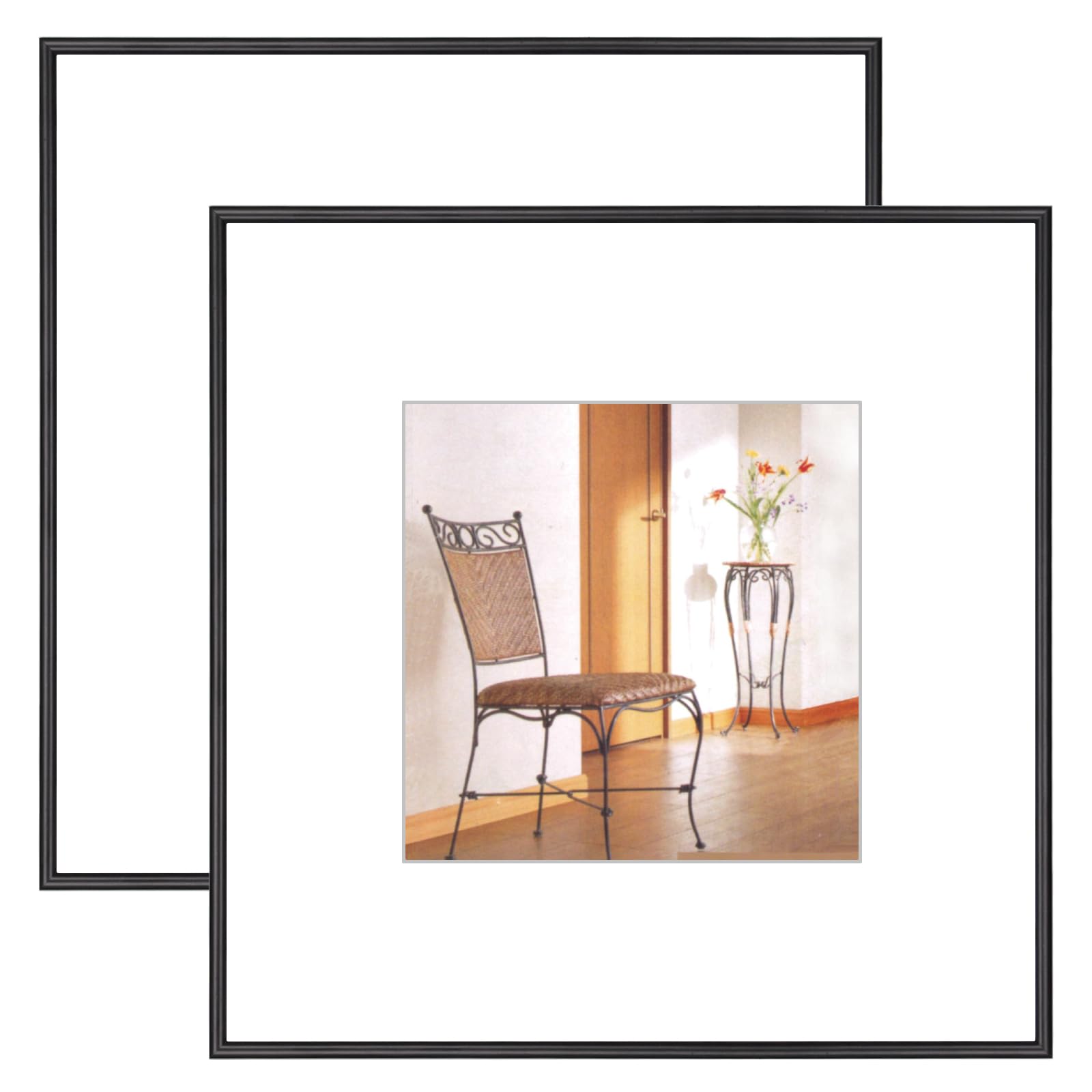 Photo 1 of 10x10 Picture Frame Set of 2, Black Matte Thin Modern Metal, Square Frame for Desktop and Wall Mounting, Aluminum Floating Photo Frame, Fit 6x6 with Mat or 10 x 10 without Mat, 2 Pack