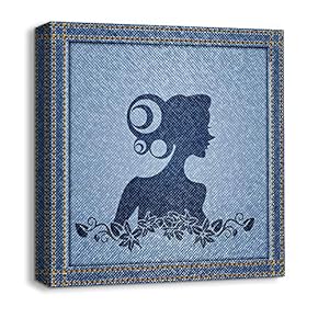 Canvas Wall Art Beautiful Jeans Fabric Feature Painting Artwork for Home Prints Framed - 12x12 inches