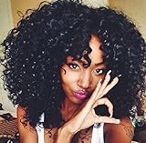 YOURWIGS Short Curly Wigs for Black Women Afro Synthetic Hair Wigs Fluffy Wavy with Wig Cap Z073