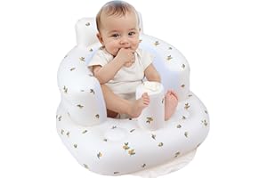 EKEPE Inflatable Baby Seat for Babies 3 Months & Up, Baby Floor Seats for Sitting Up, Baby Seats for Infants, Blow Up Baby Chair with Built in Air Pump - Olive Flower