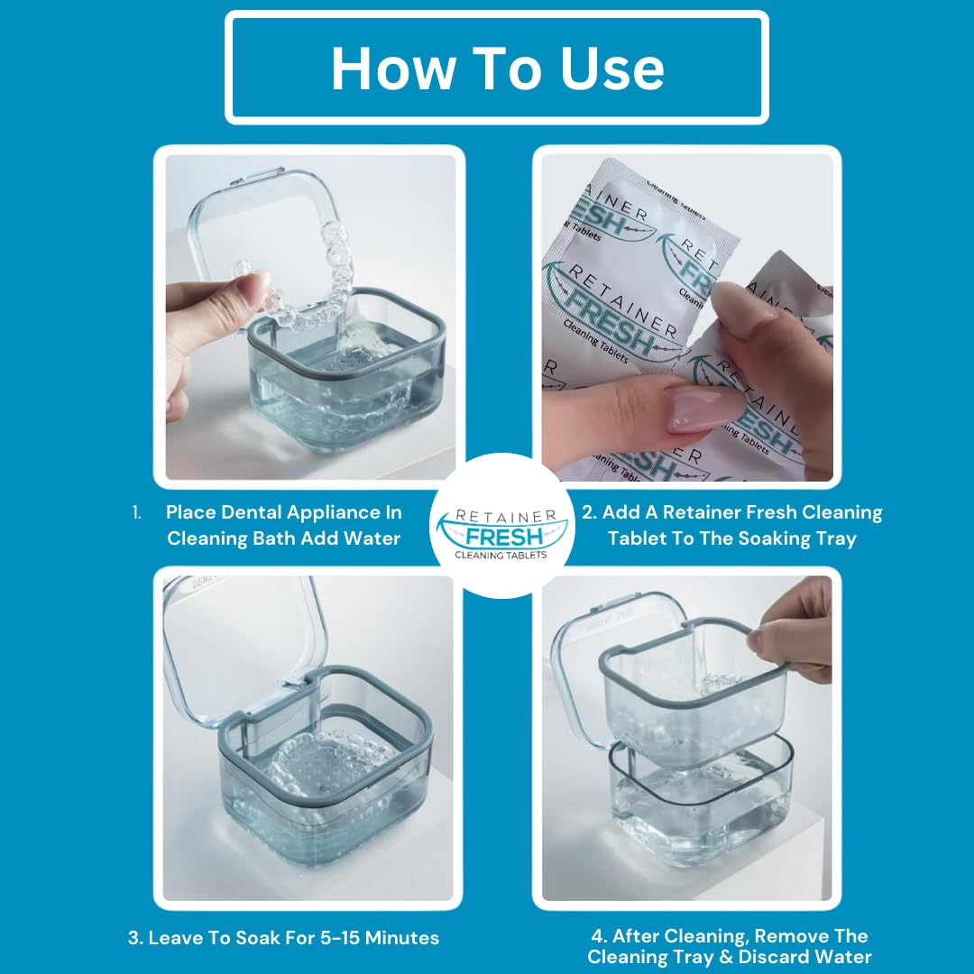 Retainer Cleaner Tablets - 120 Tablets 4 Month Retainer Fresh - Retainer Cleaning Tablets, Mouth Guard Cleaner, Denture Cleaner, Aligner Cleaner, Brite Retainer Tablets
