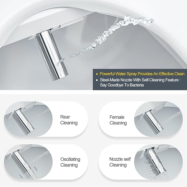 ZMJH BIDET TOILET SEAT, ELECTRIC SMART HEATED SEAT WITH SLOW CLOSES, VORTEX WASH, WARM DRYER, REAR AND FRONT WASH, WARM WATER, REMOTE CONTROL, AND NIGHT LIGHT, WHITE, A102S-W (ELONGATED)