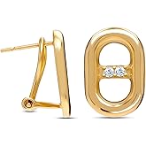 LeCalla 925 Sterling Silver Omega Back Earrings for Women | Pierced Stud Earrings Gift for Her, Wife or Girlfriend | Classic Omega Back Stud Earrings Jewelry for Daily Wear or Special Occasions