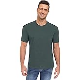 Yshow Mens Classic Tees Short Sleeve Crew Neck T Shirts for Men, Cotton Blend Soft Fitted Basic T-Shirts, 4-Pack