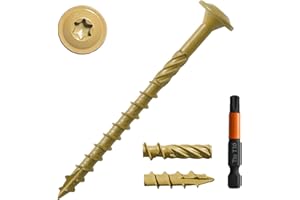 [Pack of 100] #14 x 3" Wood Structural Lag Screws, Bronze Coated Torx/Star Drive Heavy Duty Construction Wood Screw, Modified