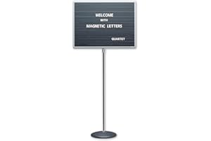 Quartet 7920M Quartet Adjustable Single-Pedestal Magnetic Letter Board, 20 x 16, BLK/GY Frame,Black