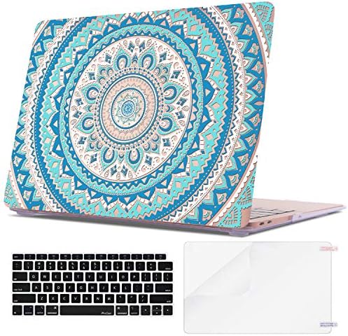 TeenGrow A1932 MacBook Air 13 Inch Case (2018 Release Newest Version) Plastic Hard Shell with Keyboard Cover & Screen Protector, [Only Compatible Newest MacBook Air 13 Model: A1932], Blue Mandala