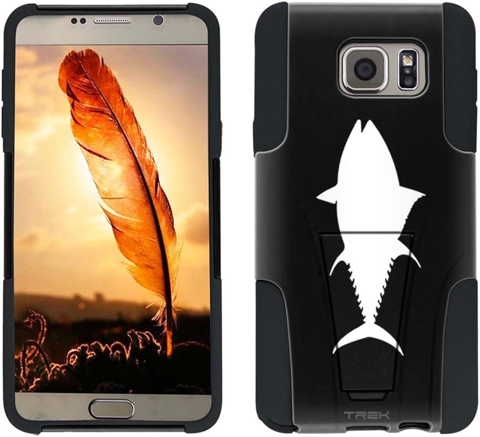 Samsung Galaxy Note 5 Hybrid Case Silhouette Tuna Fish on Black 2 Piece Style Silicone Case Cover with Stand for Samsung Galaxy Note 5
