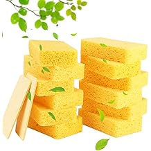 METUUTER 12-Count Cleaning Scrub Sponge- Compressed Cellulose Sponges Non-Scratch Natural Sponge for Kitchen Bathroom Cars, F