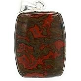 Natural Rocks by Kala Genuine Dragon blood jasper 925 Solid Sterling Silver Pendant 30mm