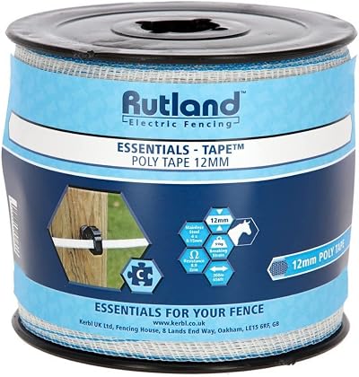Kerbl Rutland Essentials Poly Tape 12mm 200m White Blue Fence Tape