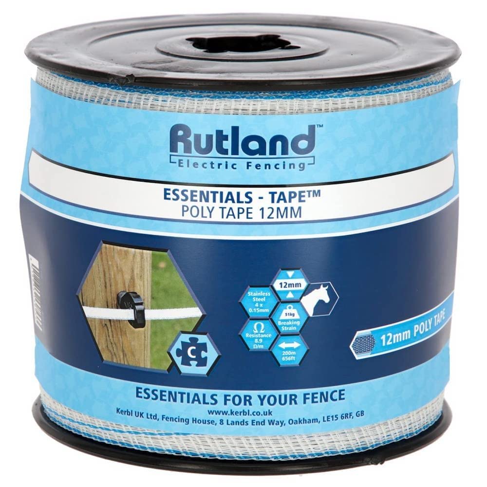 Rutland Essentials Poly Tape 12mm (200m),White/Blue