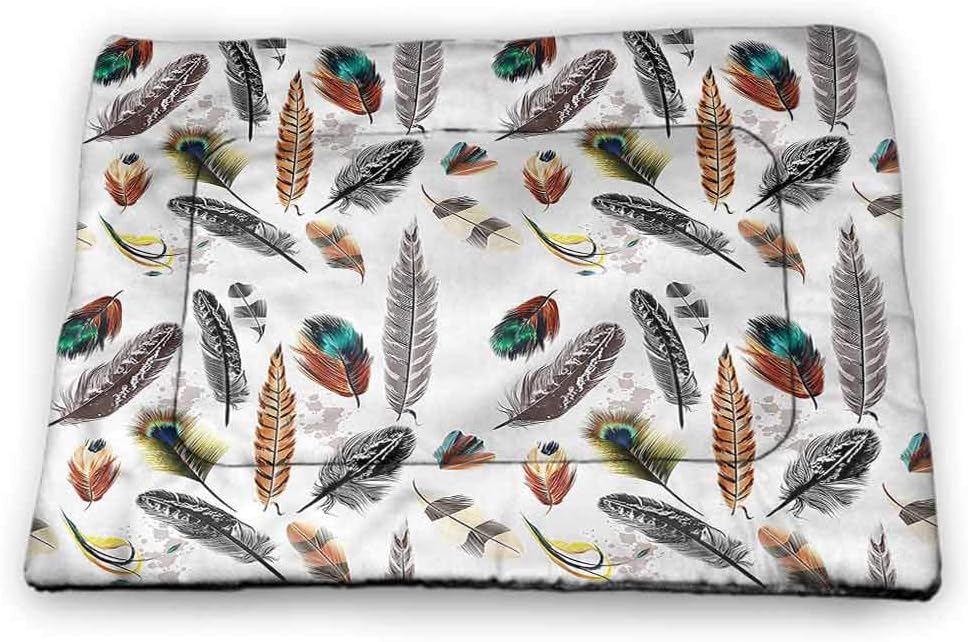 prunushome Feathers Dog Beds Crate Pad Mat Vivid Feathers