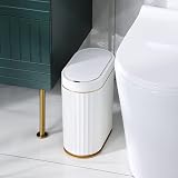 ELPHECO 9L Slim Wireless Motion Sensor Bathroom Trash Can White Gold Trim view 9