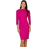 Adrianna Papell Womens Rolled Neck Crepe Midi Dress