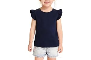 YAGATA Toddler Baby Girls Ruffle Sleeve T Shirts Kids Cotton Casual Tank Tops Girl Sleeveless Shirt Blouse for 1-6 Years