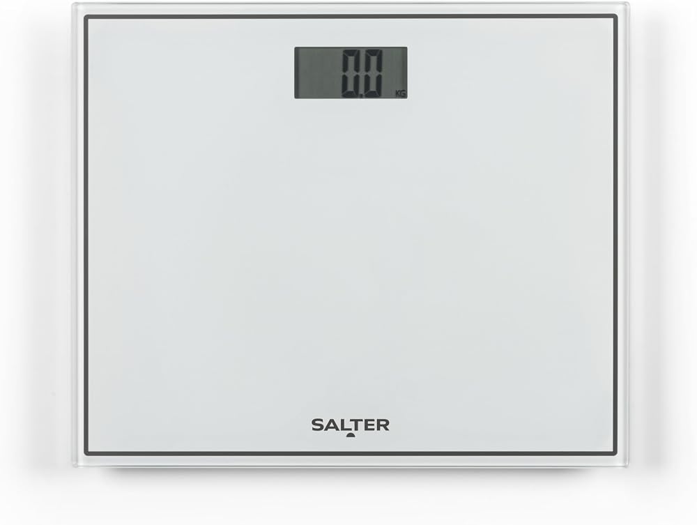 Salter Compact Digital Bathroom Scale 150kg LCD Step On Slim Glass Platform