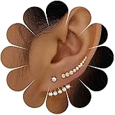 Andelaisi Boho Rhinestone Ear Climber Earrings Crystal Rhinestone Ear Jacket Earrings Sparkly Cz Wrap Crawler Earrings Wedding Bridal Crystal Cz Earrings Cz Ear Climbers Stud Earrings for Women