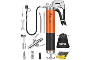 @utos Grease Gun Kit with Quick Release Coupler, 90 Degree Grease Gun Coupler, 18 inch Resin Flex Hose, Grease Injector Needle and Others, 14 oz Grip Grease Gun 10000 PSI Heavy Duty