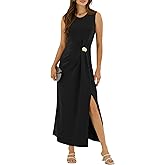 ZAFUL Women's 2026 Summer Ruched Casual A Line Maxi Dress Spring Sleeveless Split Elegant Cocktail Party Long Dresses