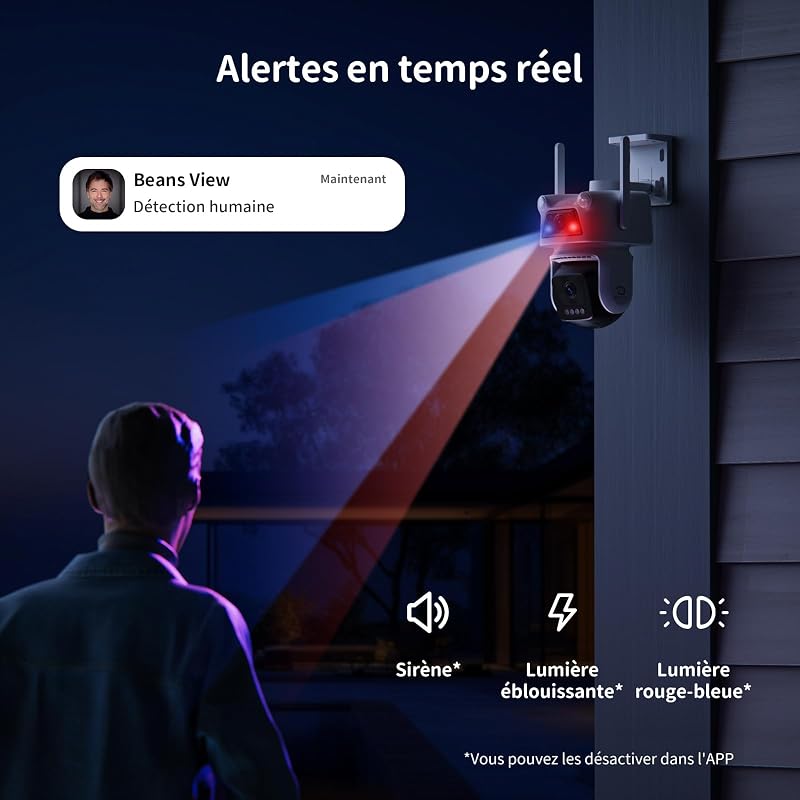 3K+3K (5MP+5MP) Caméra Surveillance Extérieure à Double Objectif, 2,4 GHz Wi-FI, 360° Sécurité, Stockage Carte 512 Go, Suivi Auto, Détection Humaine/Véhicules, Vision Nocturne en Couleur — photo 8 sur 8