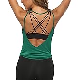 LEXISLOVE Womens Workout Shirts Sexy Open Back Activewear Workout Clothes Sports Yoga Tank Tops