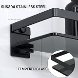 SAYAYO 50 cm Black Tempered Glass Wall Shelf with SUS304 Rail Bath Storage view 4