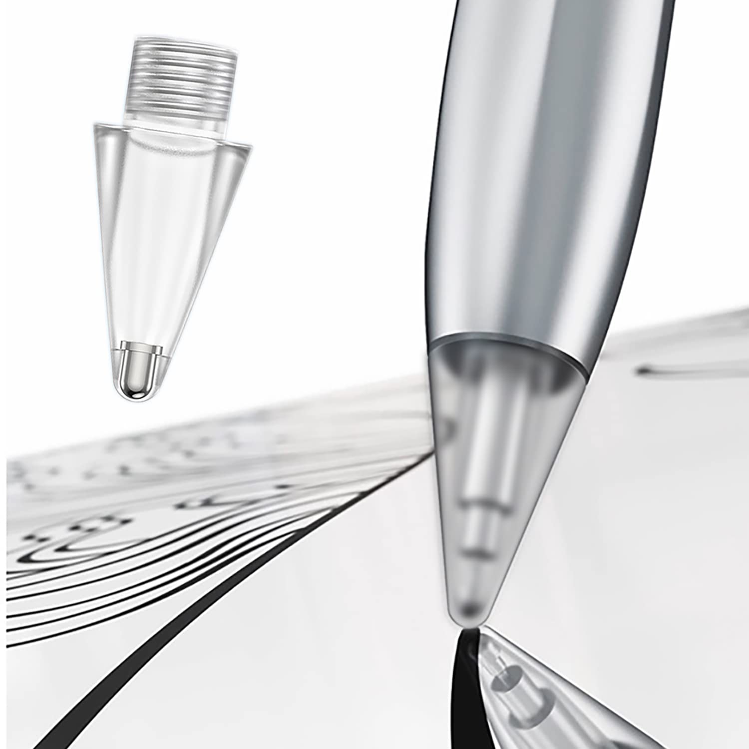 sciuU Tips compatible with Huawei M-Pencil 2 - [2 Pack] Huawei Pencil (2nd Generation) Replacement Tips Nib, Transparent Tips