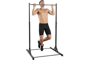 Soozier Portable Pull Up Station, Height Adjustable Pull Up Bar with 8 Levels, Multi-Functional Free Standing Power Tower for