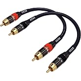 CNCESS Low Noise 12 Gauge Premium RCA Audio Line Patch Cable (1 Foot) | Made of 12AWG coaxial cable and is shielded to prevent EMI or RFI interference from entering your audio system