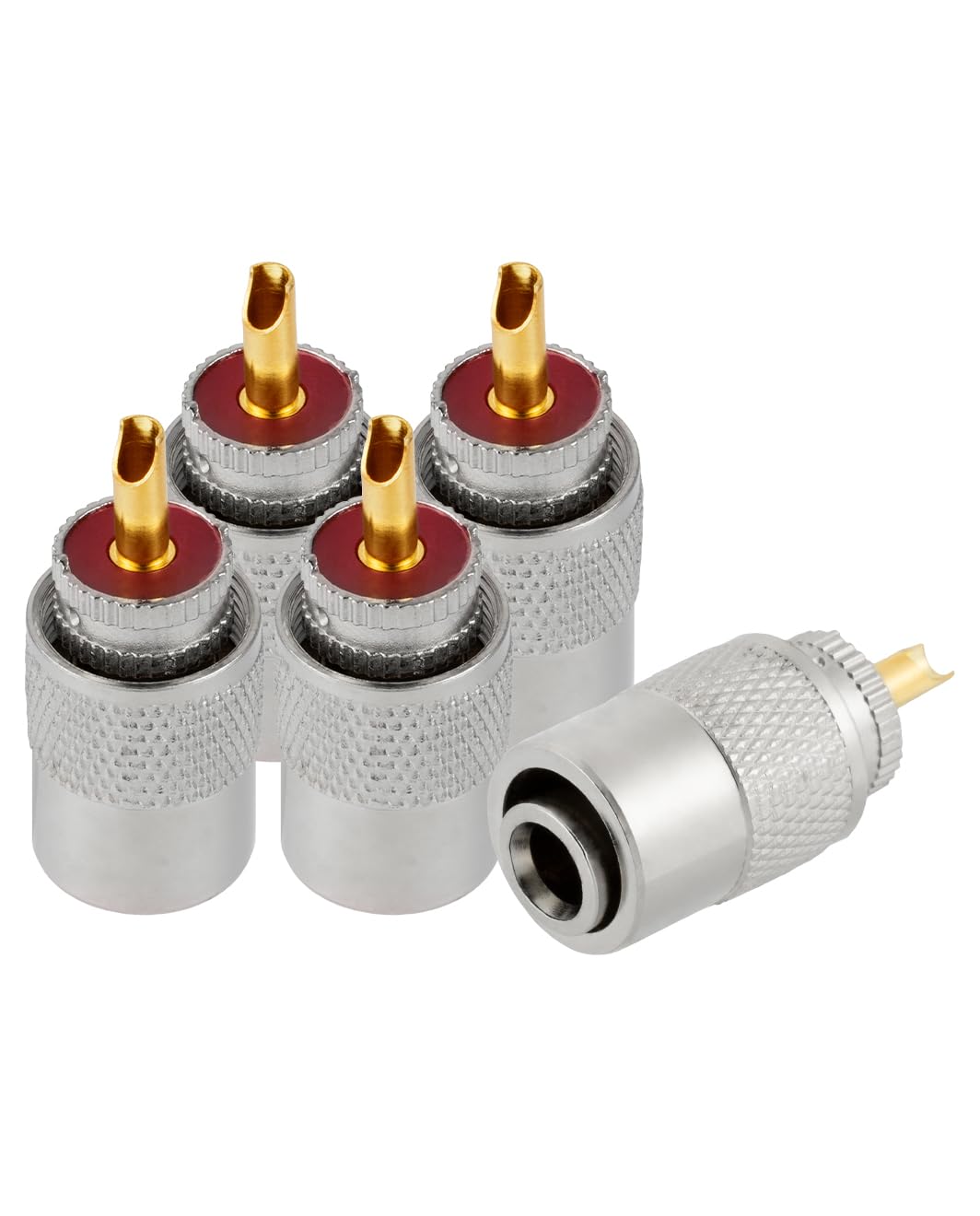 Vecys 5PCS PL-259 UHF Male Connectors 50 Ohm PL259 Male Plug Crimp RF Coax Connector Adapter for RG8X RG240 RG-8 RG-213 VLMR-400 RG59 Low Loss Coax Cable Compatiable with Ham Radio